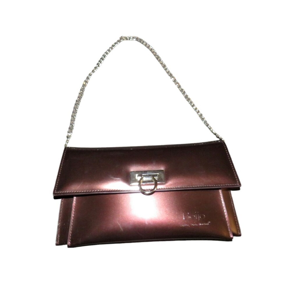 Beijo Brown Patent Chain Strap Clutch Shoulder Bag Purse